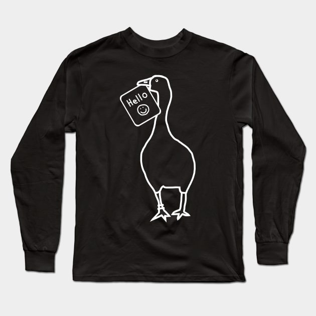 White Line Goose with Stolen Greeting Long Sleeve T-Shirt by ellenhenryart